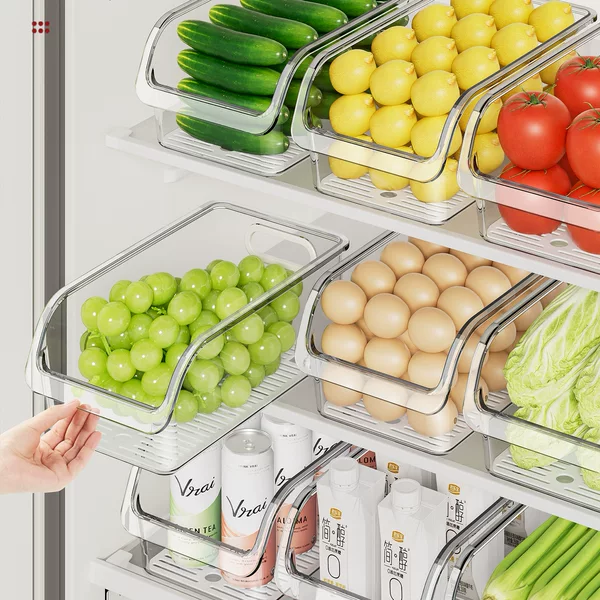 Refrigerator Storage Box Food Grade Transparent Drawer Kitchen Refrigerator Cabinet Storage Egg Box Household Food Storage Box