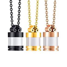 新品不锈钢玻璃透明骨灰盒可打开吊坠钢色男女项链宠物骨灰盒项链