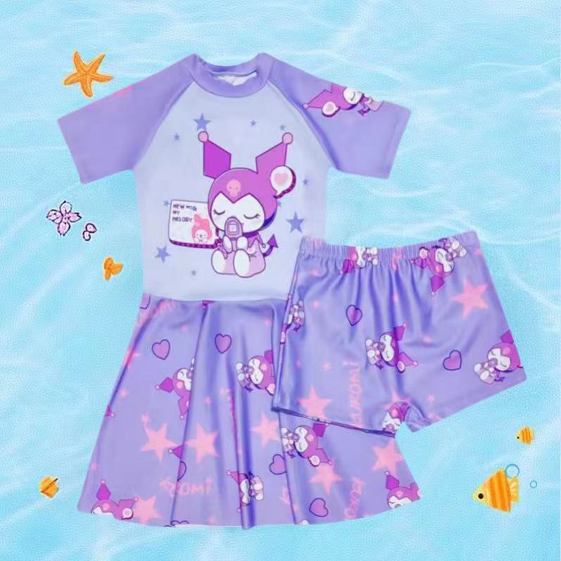 2096-Q3 Children's Coolomi Swimsuit Girls Middle Children Separates Cartoon Hot Spring Swimsuit Children's Swimwear Wholesale