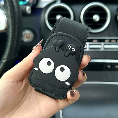 Car glasses holder, high-end car sun visor storage clip, creative multifunctional magnetic sunglasses holder (Car Glasses Clip/Bill Clip) - antenna-coal-ball-black-glasses-clip