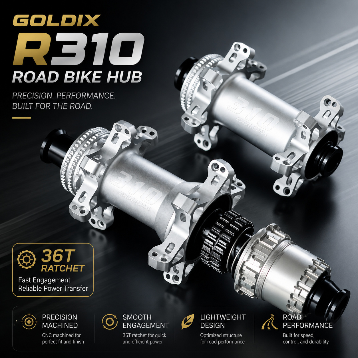 Goldix R310 Yol Velosipedi Hubu, 24 Dəlik, Center Lock