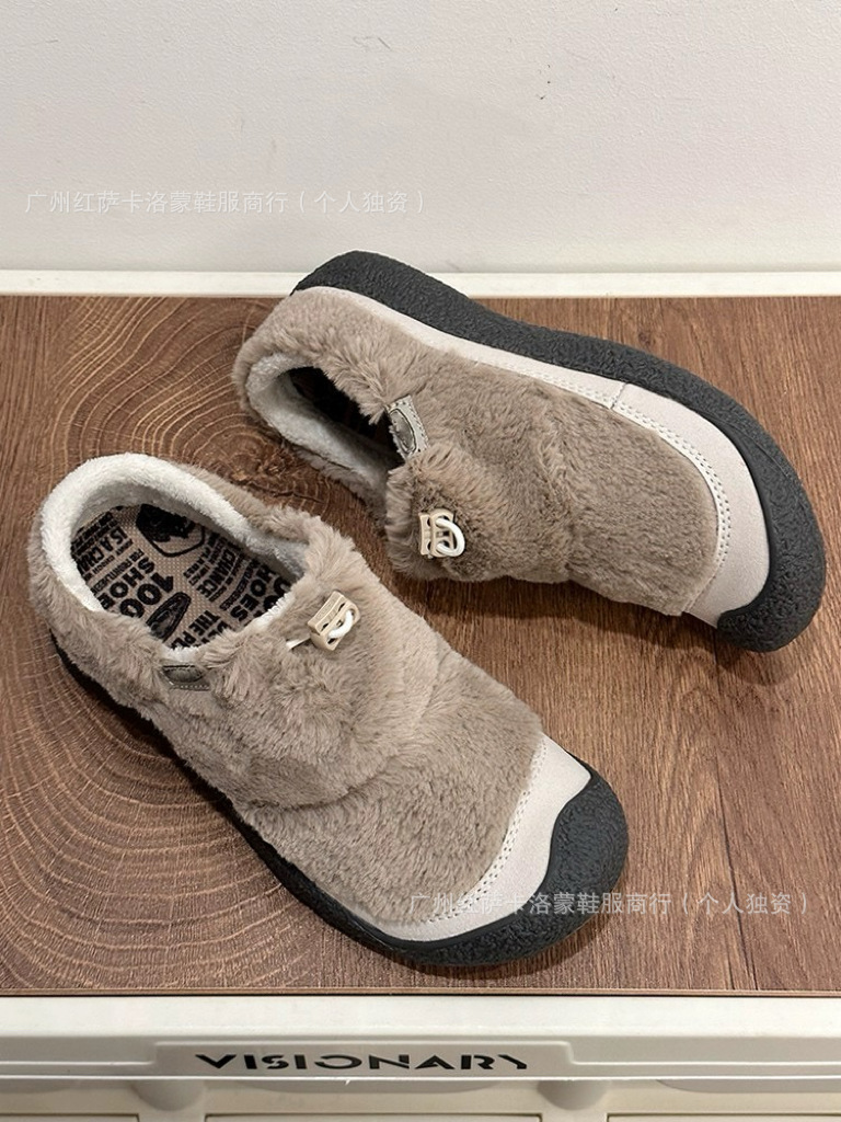 Zapatos Pitian transfronterizos de otoño y invierno SLIDE Cohn cordero zapatos de mujer calentados zapatos de lana al aire libre