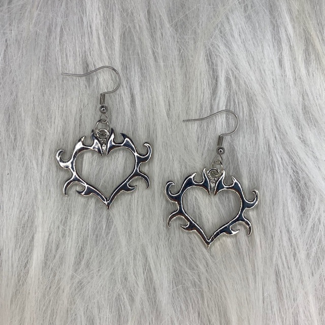 歐美流行飾品女士火焰愛心鏤空耳環個性誇張小眾朋克風耳飾