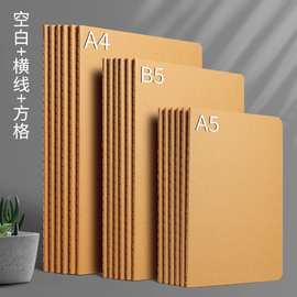 牛皮纸笔记本A5简约学生记事本小批量横线方格纸质练习本logo