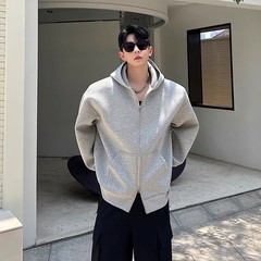 春と秋のゆったりとしたカジュアルな二重ファスナーのカーディガン