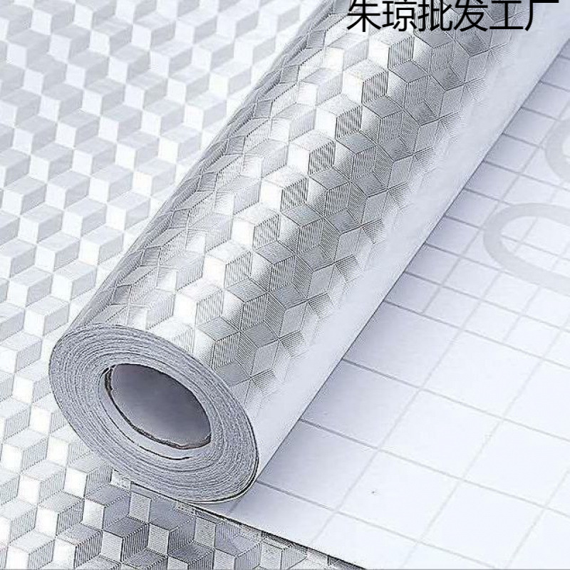 加厚米厨房防水防油贴纸耐高温墙贴防潮墙纸自粘台面柜子铝箔纸