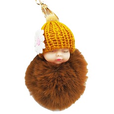 娃娃毛球钥匙扣 包包汽车卡通毛绒公仔挂件跨境小礼品工艺品批发