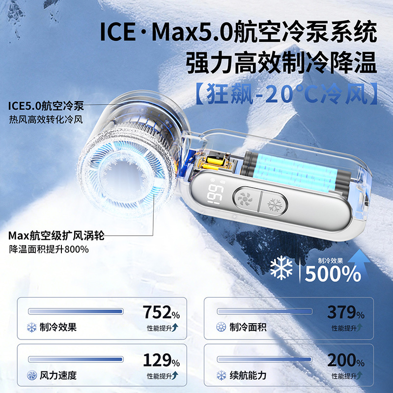 2026 nuevo pequeño ventilador de mano hielo conveniente al aire libre silencioso de alta velocidad mini refrigeración portátil