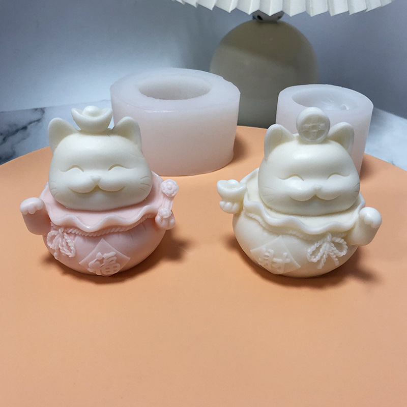 Cute cat head base combination kitten aromatherapy plaster ornament silicone mold DIY cat drip glue diffuser stone mold