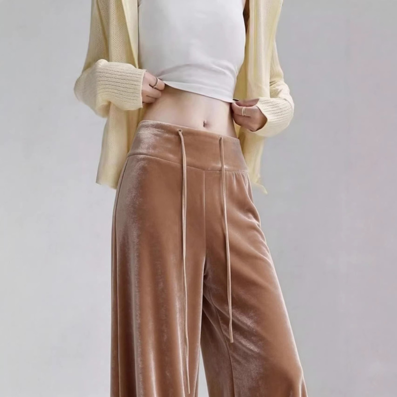 Champagne-Colored Velvet Wide-Leg Pants for Women, New 2026 Hot Style, Fashionable, Unique, and Super Stylish Narrow Straight-Leg Pants Champagne-Colored Velvet Wide-Leg Pants for Women, New 2026 Hot Style, Fashionable, Unique, and Super Stylish Narrow Straight-Leg Pants