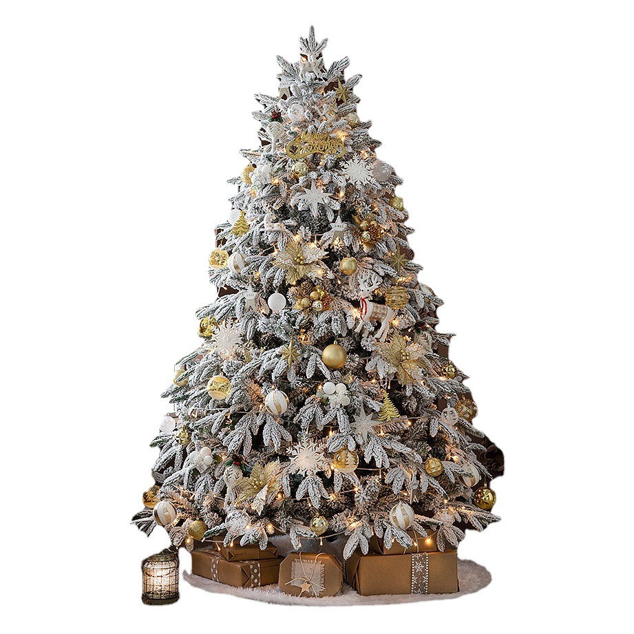 Árbol de Navidad con Nieve Artificial Simulada y Escena de Nieve Mixta, Decoración Navideña con Nieve que Cae, Adornos Grandes al por Mayor