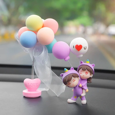Car ornaments – Furniture Ornaments - purple-clothes-back-couple-purple-white-love-ball-shake-head-maca