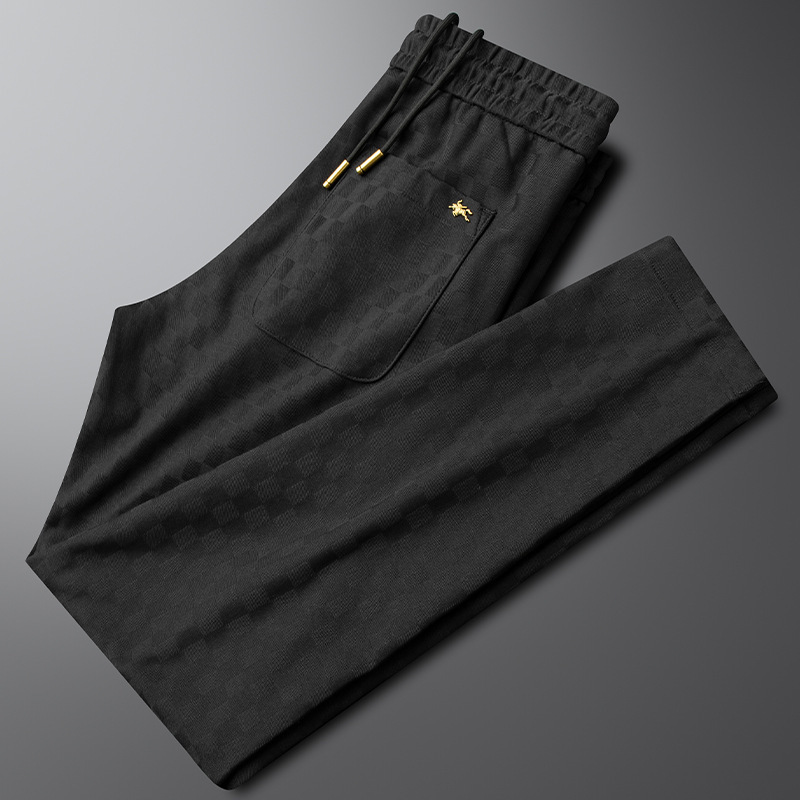 2026 New Spring and Autumn Exquisite Plaid Casual Pants for Men, Fashionable Slim Fit Versatile Sports Straight-Leg Trousers Trendy