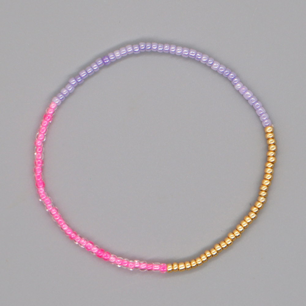 simple bohemian double color matching beads stacked bracelet