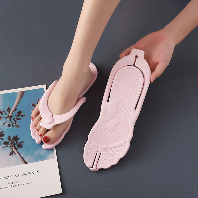 Cross-border Wholesale Hotel Ultra Light Slippers Bathroom Foldable Flip-flops Men's Beach Slippers Women's Summer Outfit Seaside