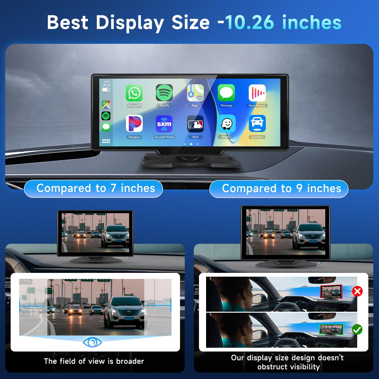 10.26inch Screen Carplay Voice Control Car Navigation Fm Radio Bluetooth Call Smart Car Wireless