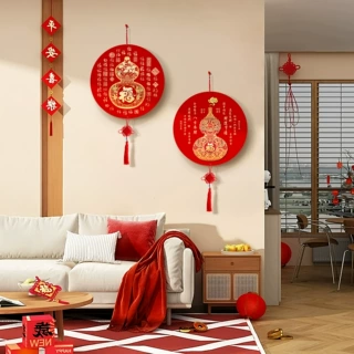 好寓意喜庆餐厅壁画福字葫芦挂画新中式客厅挂饰正对门玄关装饰画