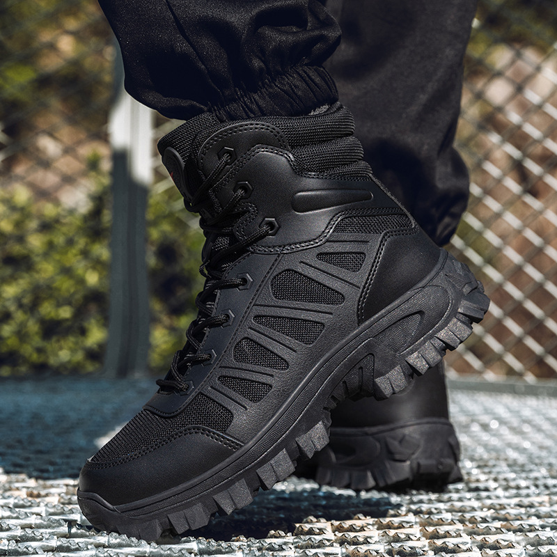 Botas tácticas de hombre grandes zapatos de entrenamiento de excursión al aire libre zapatos de entrenamiento negros de combate transfronterizos para hombres