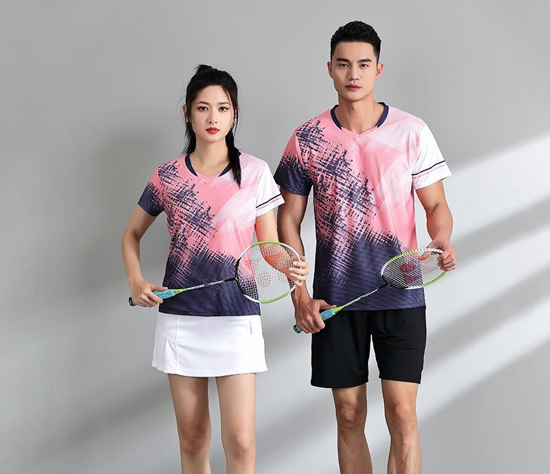 Camisas de bádminton secas rápidas nuevas camisas de mangas cortas de voleibol de tenis de mesa para hombres ropa deportiva de pareja de verano