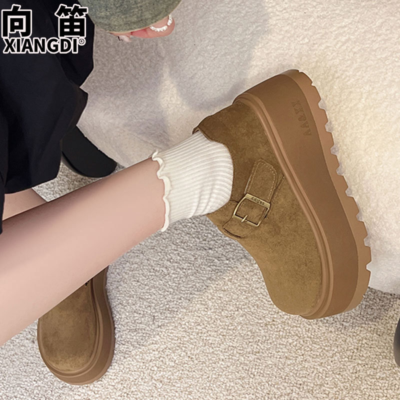 7cm增高小个子女鞋子真皮厚底全包勃肯鞋2025秋季新款乐福鞋单鞋|undefined
