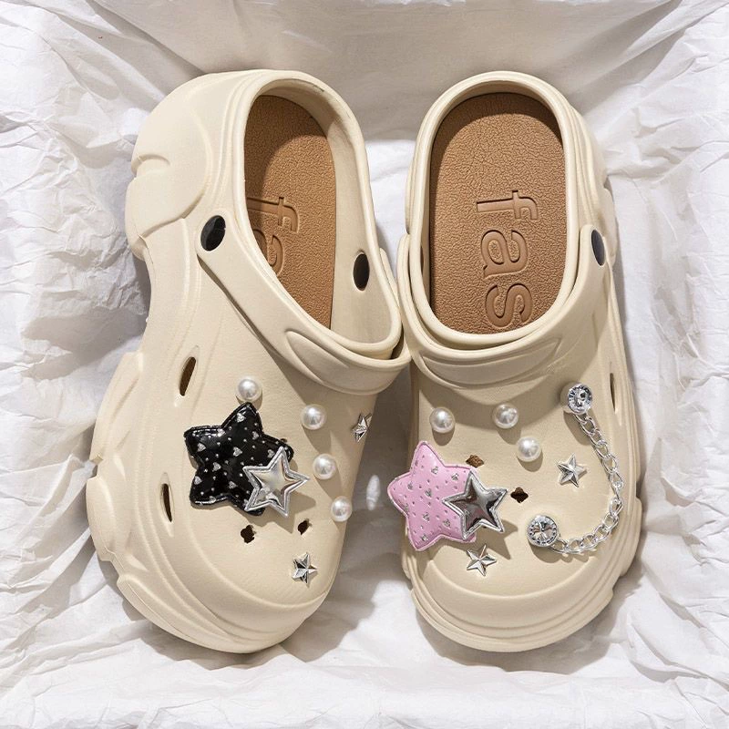 Летние металлические сабо для женщин, уличные сандалии на высоком каблуке на толстой подошве небольшого размера, увеличивающие рост, EVA, внешняя торговля через границу.