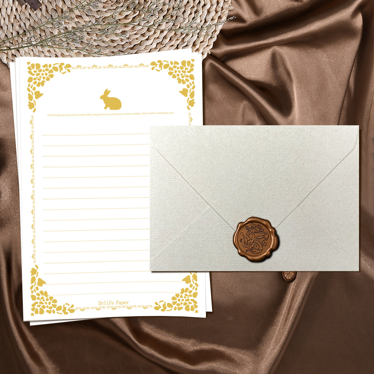 Sobre de lino conjunto de papel de carta retro carta de amor de estilo chino cuero especial papel de invitación postal sobre de pintura