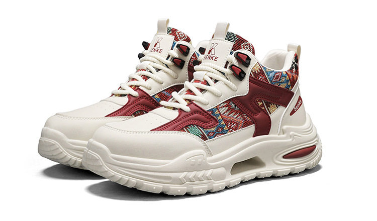 Giày thể thao nam cổ trung, giày sneaker năng động đế dày tăng chiều cao, dây buộc, phối màu — Việt Nam, màu, đen chi tiết 23