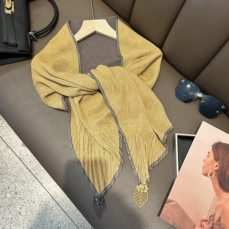 Sopa para mujeres otoño y invierno nuevo colgante de doble color de moda multifuncional bufandas de columna cervical calentamiento bufandas de seda