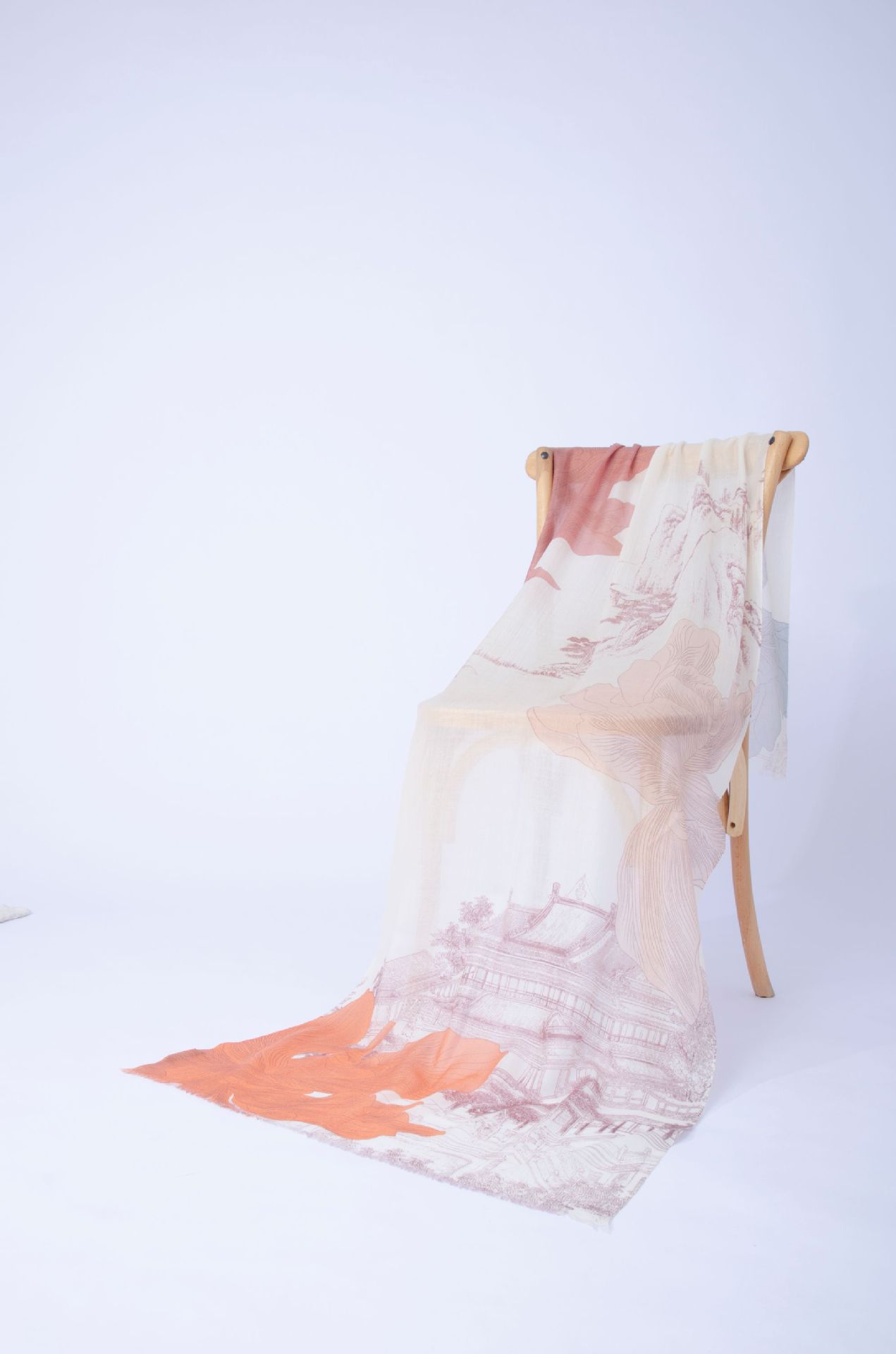 Fábrica de Mongolia Interior cabello recto cachemira pura otoño invierno cuatro estaciones de impresión de bufandas de damas estilo nacional retro