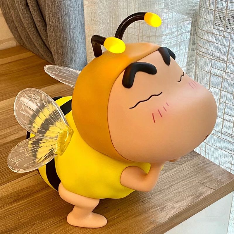 LY 크레용 작은 새로운 꿀벌 나이트 라이트 장식품 테이블 램프 빛나는 손 인형 생일 선물 침대 옆 인형