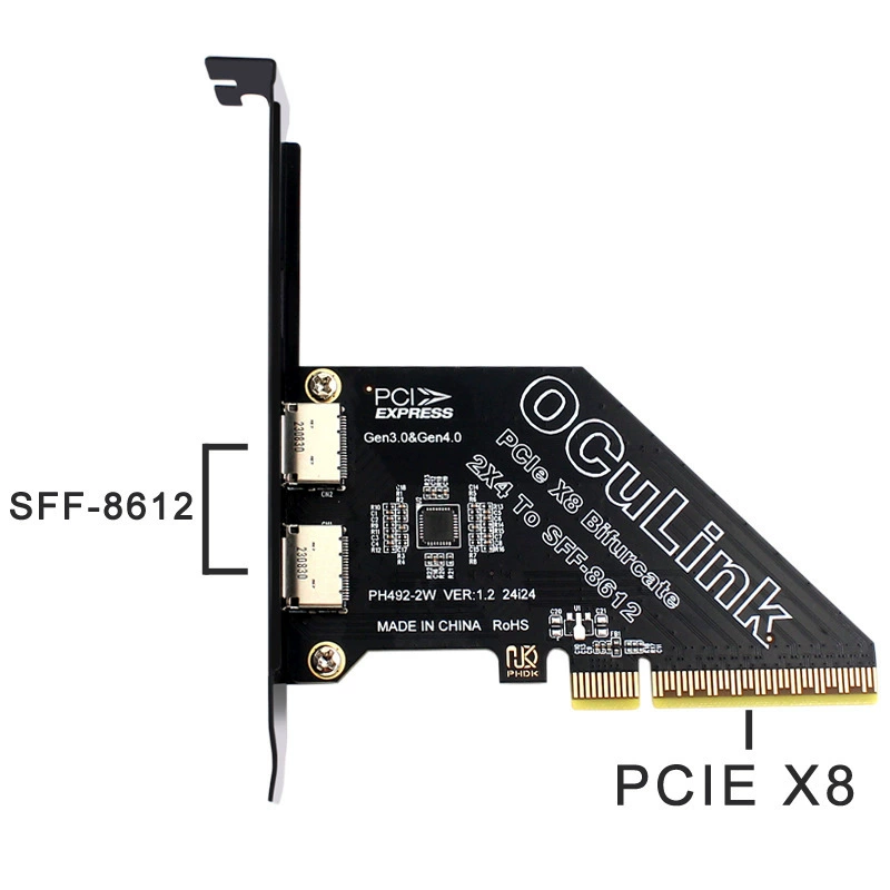 PCIE X8 Разборная карта расширения 2 SFF8611 & 8612 Oculink внешний U.2SSD внешняя видеокарта