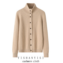 加厚430克~时尚洋气100纯羊绒开衫女宽松山羊绒针织高领毛衣外套