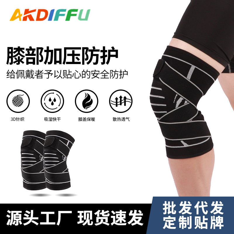 Deportes rodillera correa de presión de punto caliente nylon rodillera almohadilla de pierna running fitness baloncesto rodillera equipo de protección venta al por mayor