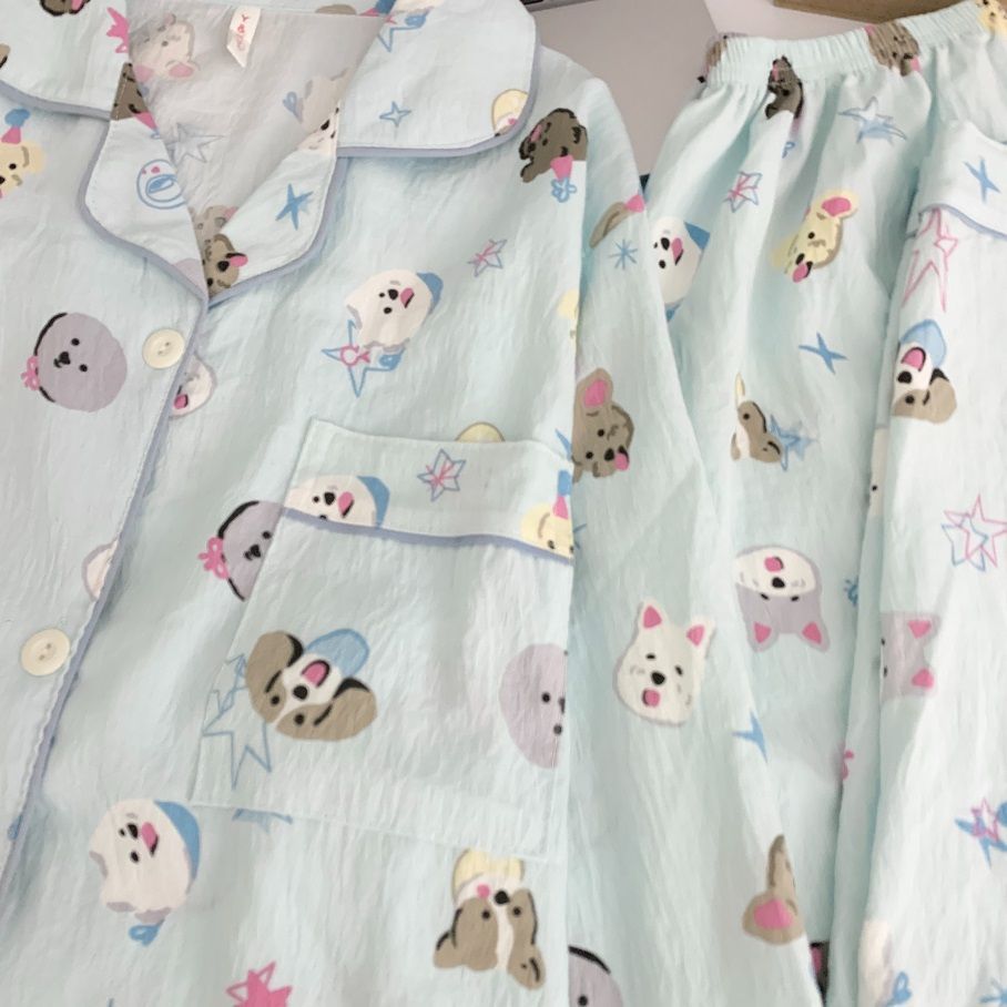 Otoño celebridad de Internet estilo ins pijamas de algodón de manga larga estilo niña primavera y otoño oso dibujos animados dulce traje de servicio a domicilio