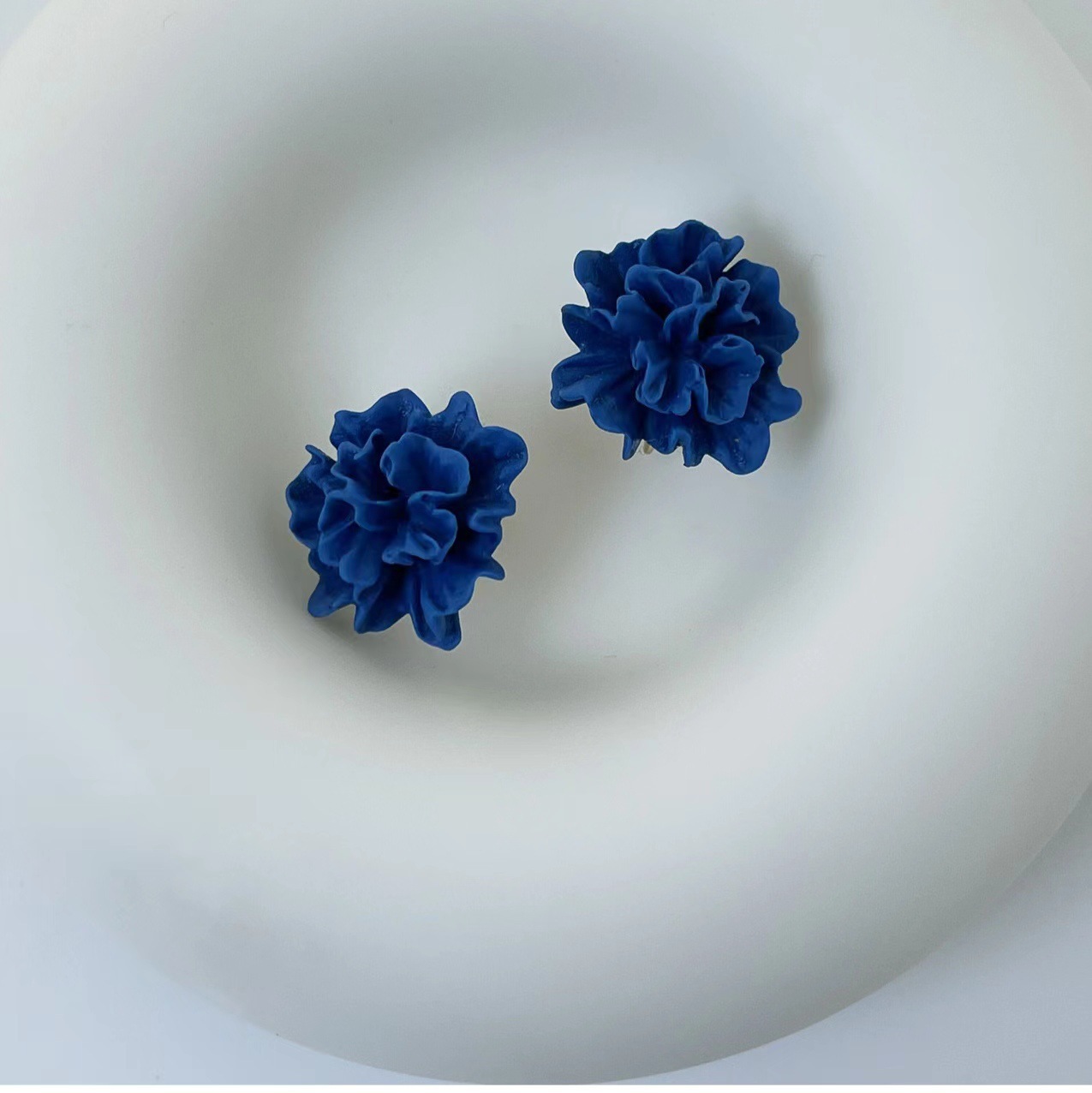 Blue earrings, flowered