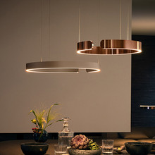 設計師北歐極簡餐廳燈創意簡約客廳卧室辦公室可升降感應C形吊燈