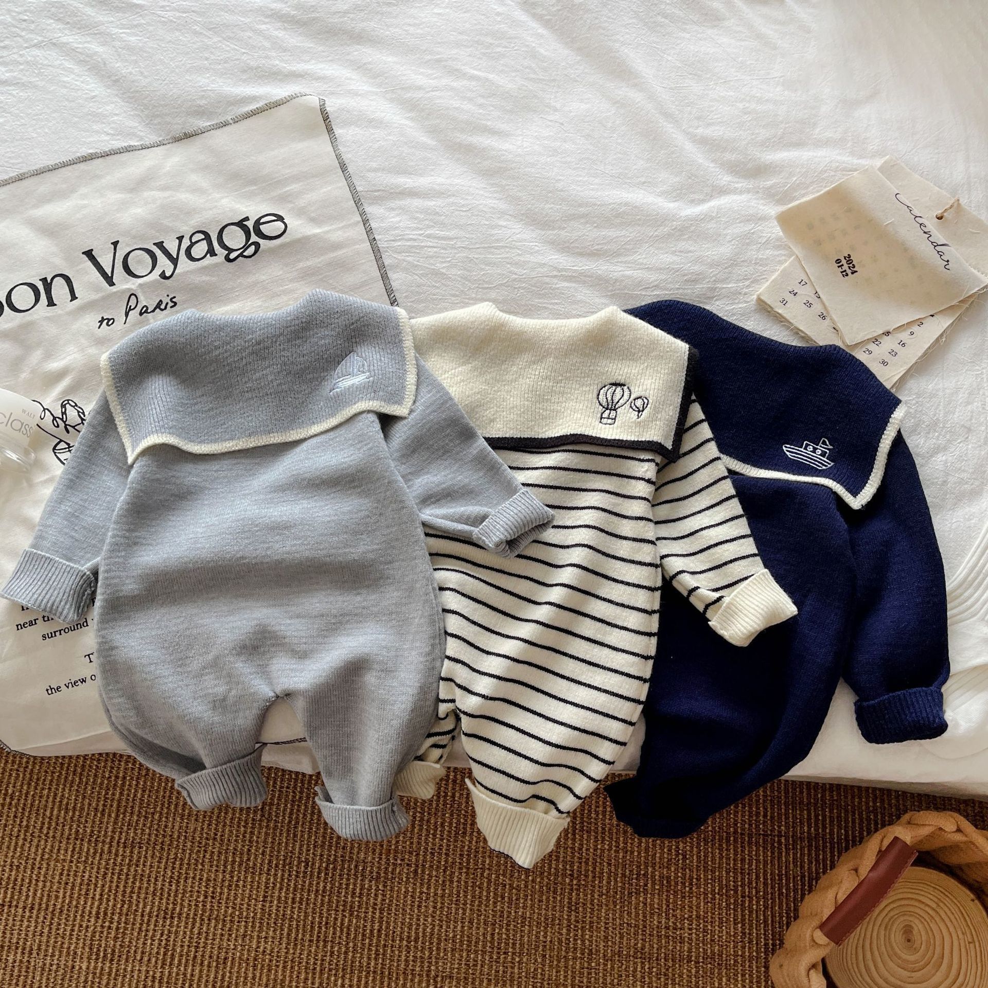 Navy children's bodysuit for early age for men and women girl's to…