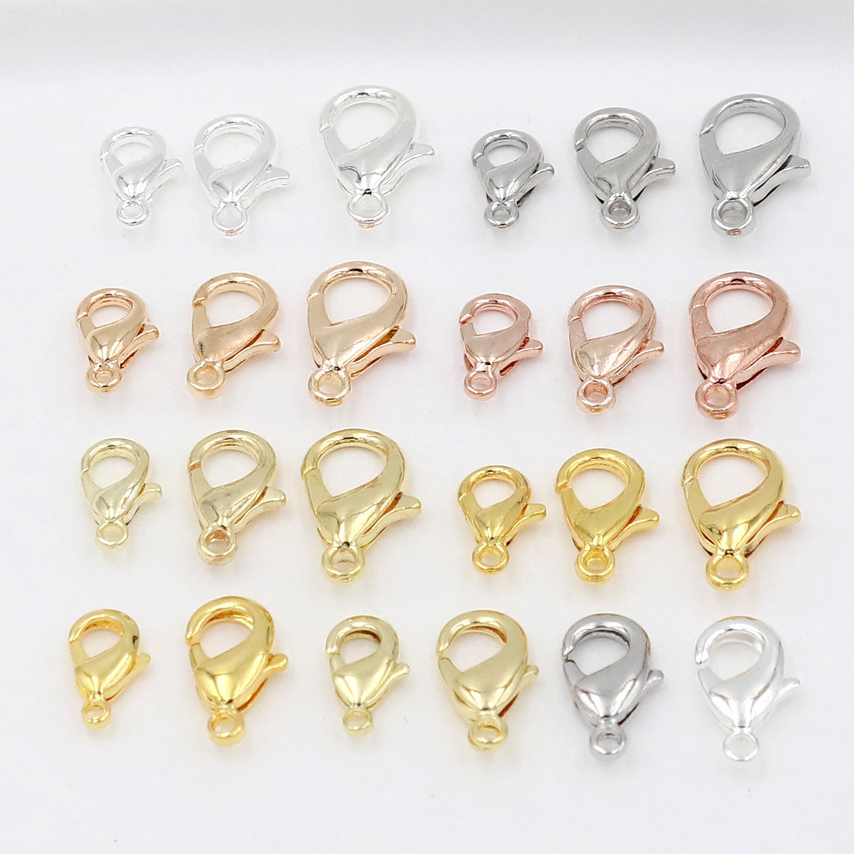 diy饰品配件保色18K真金电镀龙虾扣 项链扣手链扣 尾链扣工厂B98