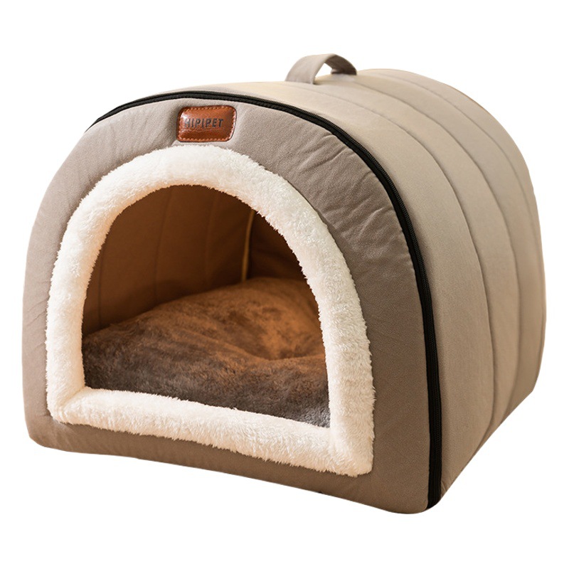 Otoño e invierno perro llano acolchado portátil nido de gato mediano y pequeño perro mongol bolsa perro nido mascota cerrado engrosado nido