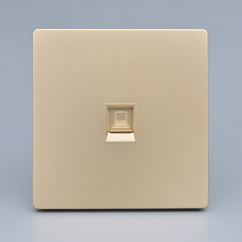 香槟色单口空白信网络息面板七类电脑插口超六类墙壁插座不含模块