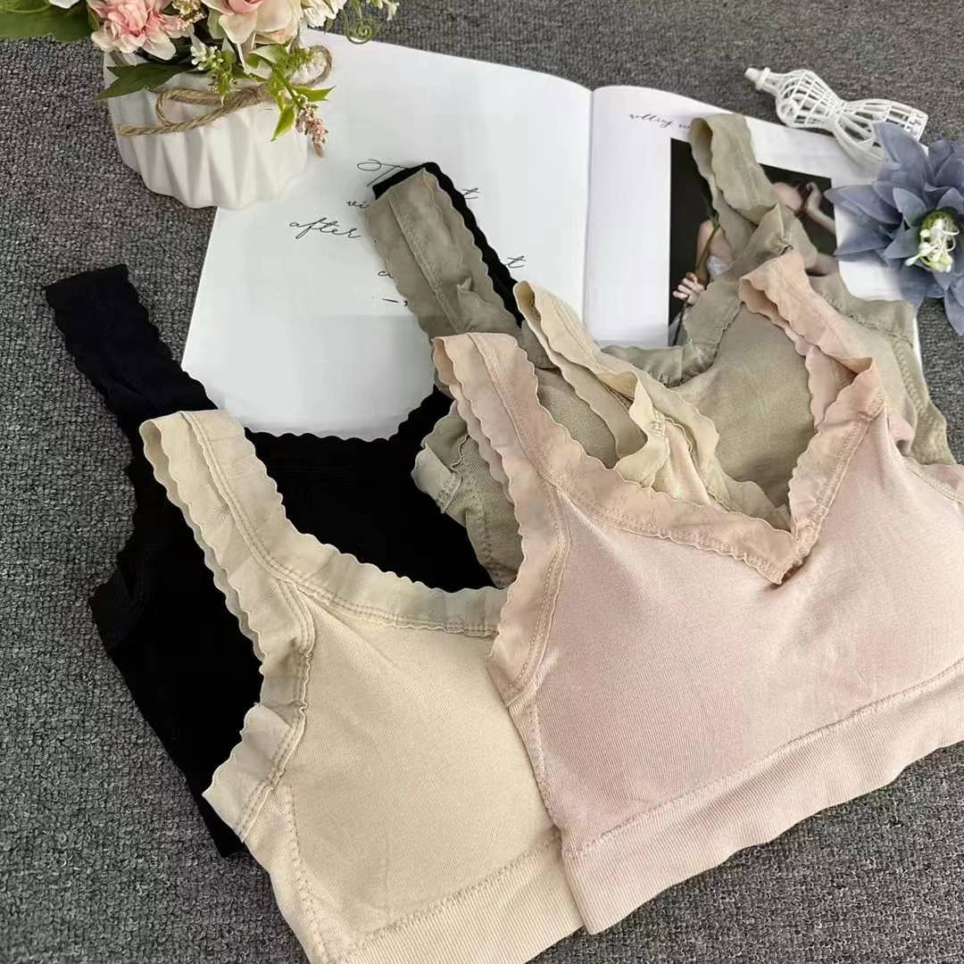 Nueva taza fija sin costuras hermosa espalda sin anillo de acero ropa interior chaleco chaleco cómodo ropa interior damas base sostén al por mayor