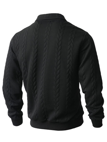 Spring and autumn new European and American half-open zipper lapel pullover sweater men's casual fashionable jacquard top