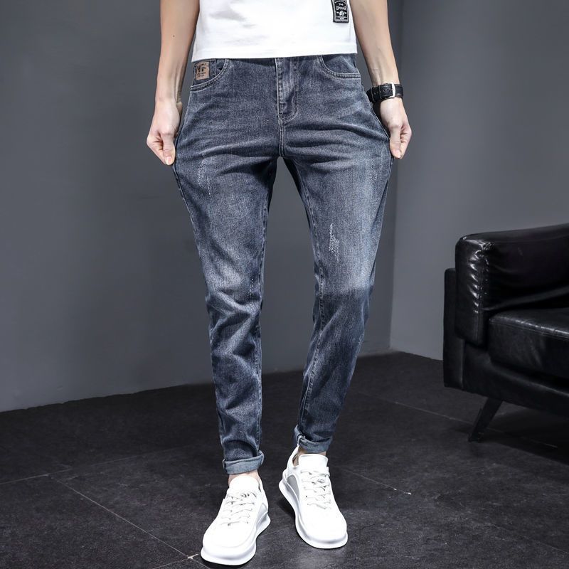 2024 Printemps et Automne Nouvelle Marque De Jeans Élastique Minceur Petite Jambe Pantalon Homme Version Coréenne Tendance Polyvalent Show Slim_voghion.com
