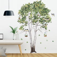 Bedroom background birch sticker fresh plant wall sticker bedroom sofa background wall decoration wall sticker