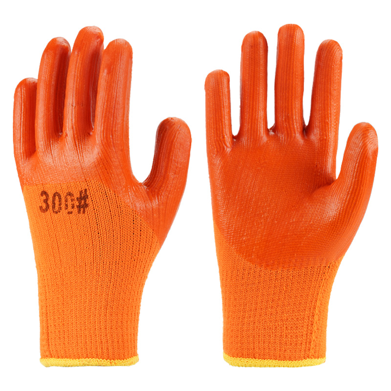 Thermal Insulating Fleece Lined Protective Work Gloves with Embossed Flocked Foam Crepe Texture for Winter Cold Storage Work with Rubber Coating