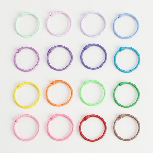 Wholesale diy binding ring clip color keychain metal loose-leaf ring book ring open ring pendant decoration