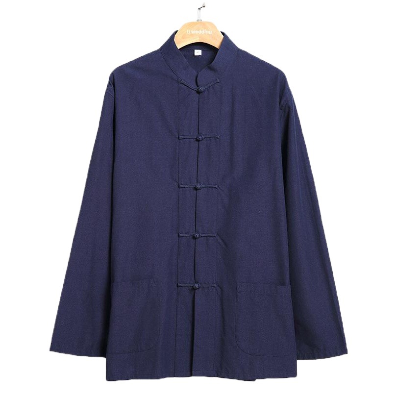 Chinese-Style Suit Tang Suit Men's Jacket, Vintage Hanfu, Tai Chi Meditation Layman's Outfit, Two-Piece Set, New Chinese Style
