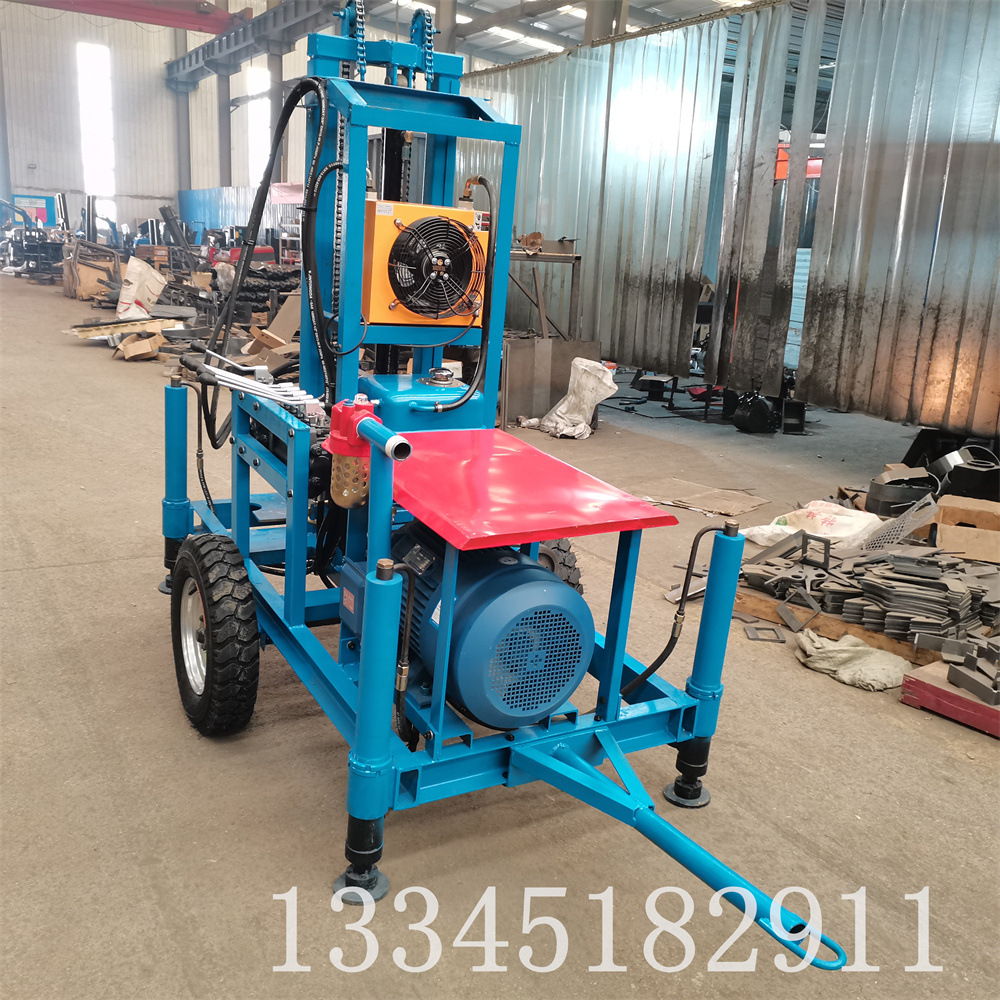 牵引轮式电动液压伸缩式钻机 水汽两用地勘钻孔设备 光伏打桩机