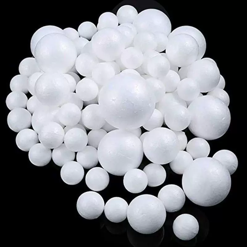 White round styrofoam ball from foam, small particles, DIY