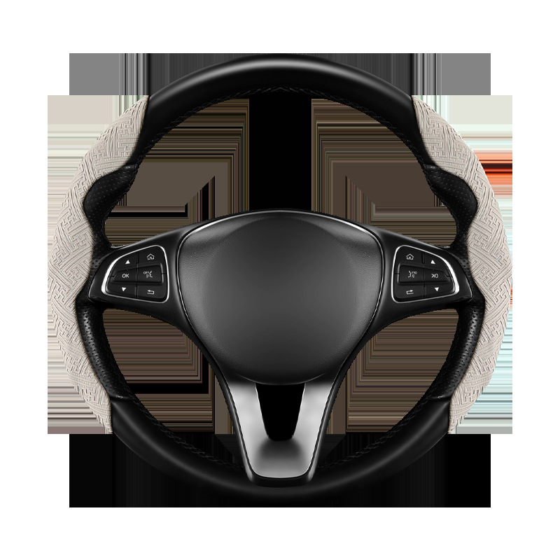 New steering wheel cover made of Nappa leather, non-slip, sweat-absorbent, universal half-cover protector, suitable for all seasons, ultra-thin handlebar cover